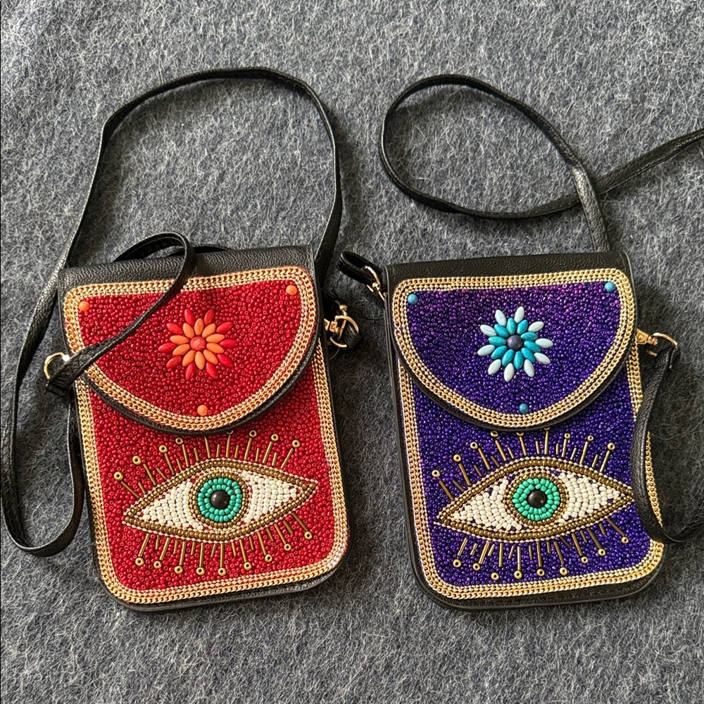 2 Hand Crafted Evil Eye Purses